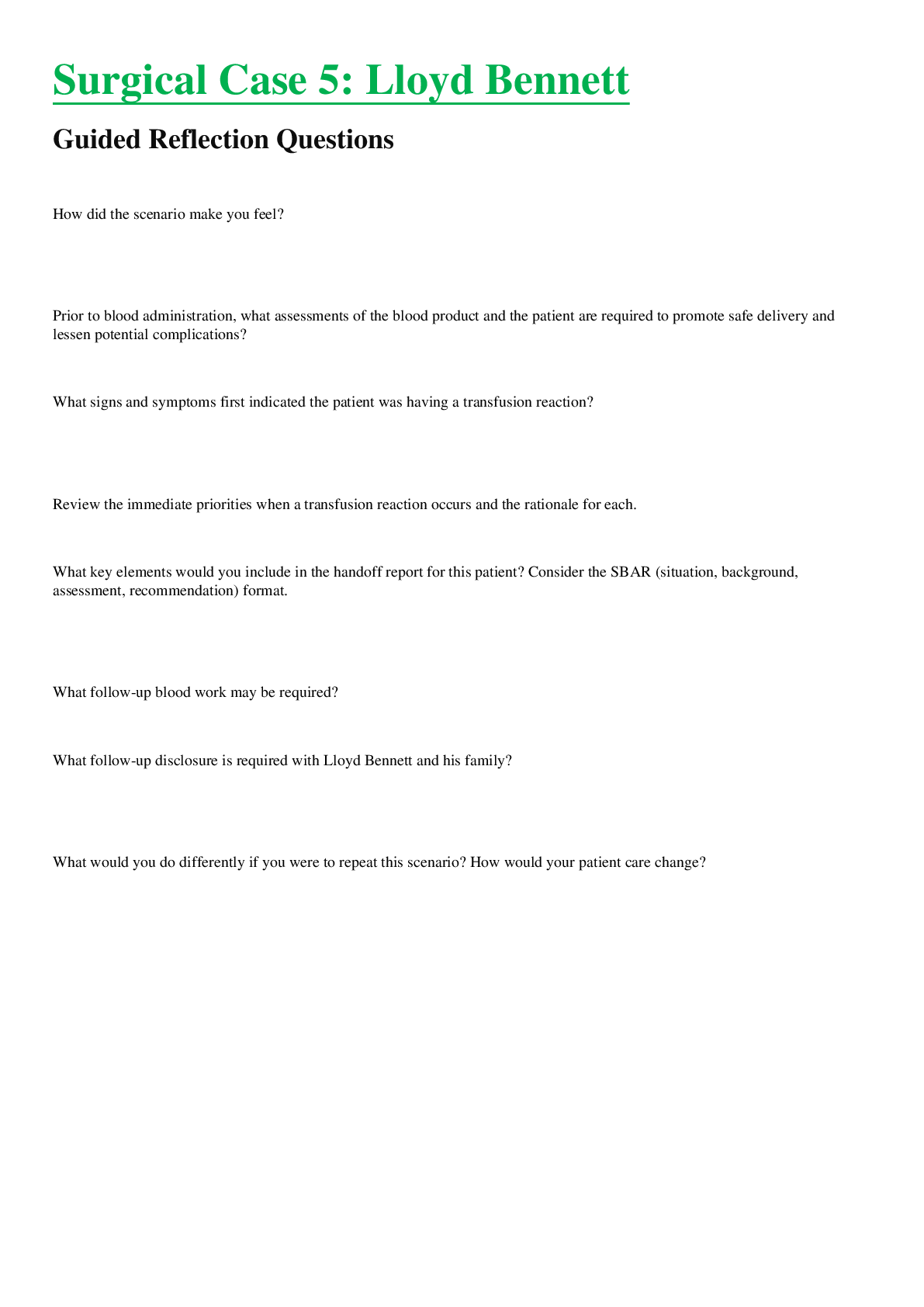 Preview image for Surgical Case 5: Lloyd Bennett Documentation Assignments